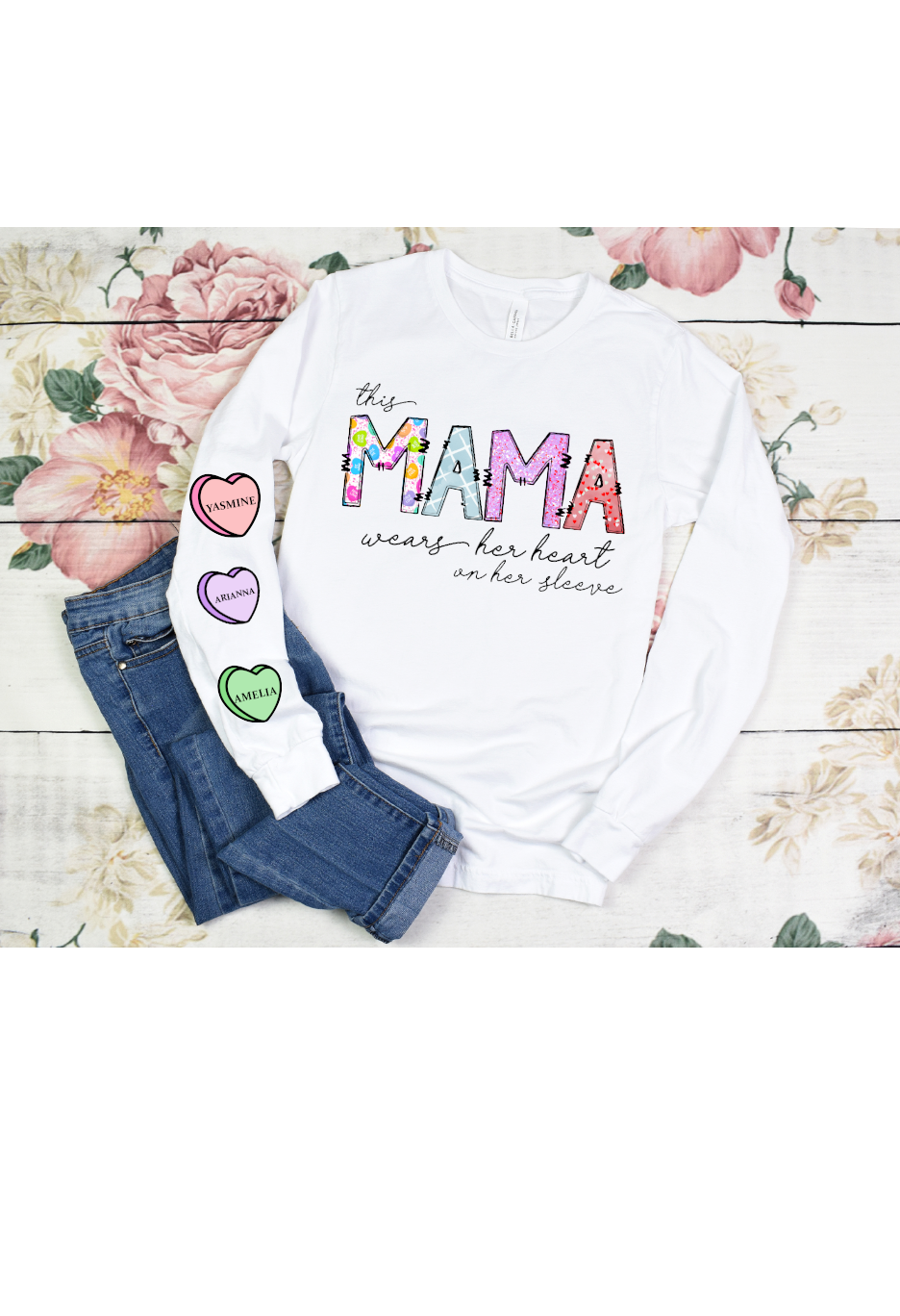 Mama Wears Hearts on Sleeve
