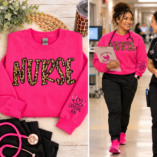 NURSE-LEOPARD SWEATSHIRT